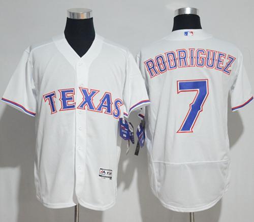 Rangers #7 Ivan Rodriguez White Flexbase Authentic Collection Stitched MLB Jersey - Click Image to Close